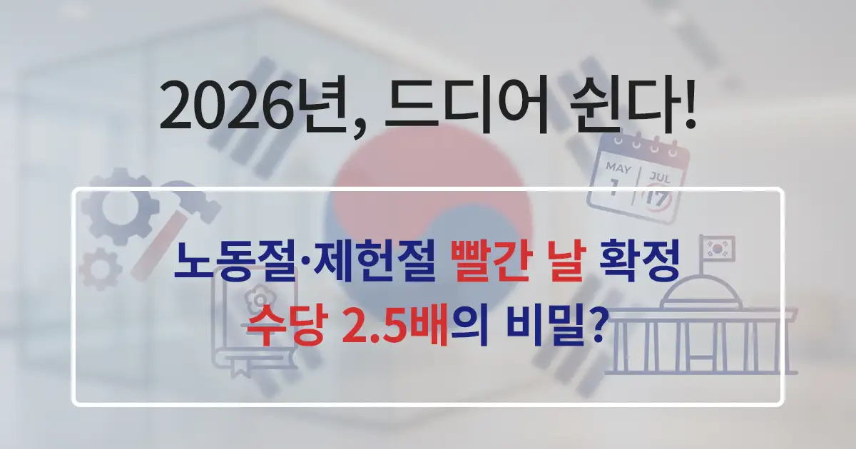 2026년 달력 대격변! 노동절·제헌절 공휴일 확정과 '수당의 비밀' 완벽 정리